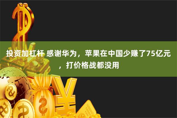 投资加杠杆 感谢华为，苹果在中国少赚了75亿元，打价格战都没用