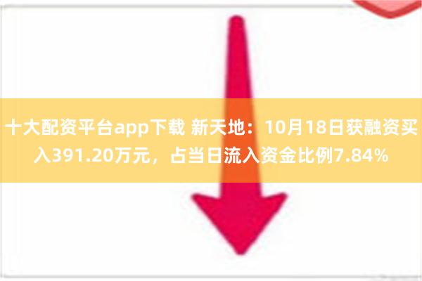 十大配资平台app下载 新天地：10月18日获融资买入391.20万元，占当日流入资金比例7.84%